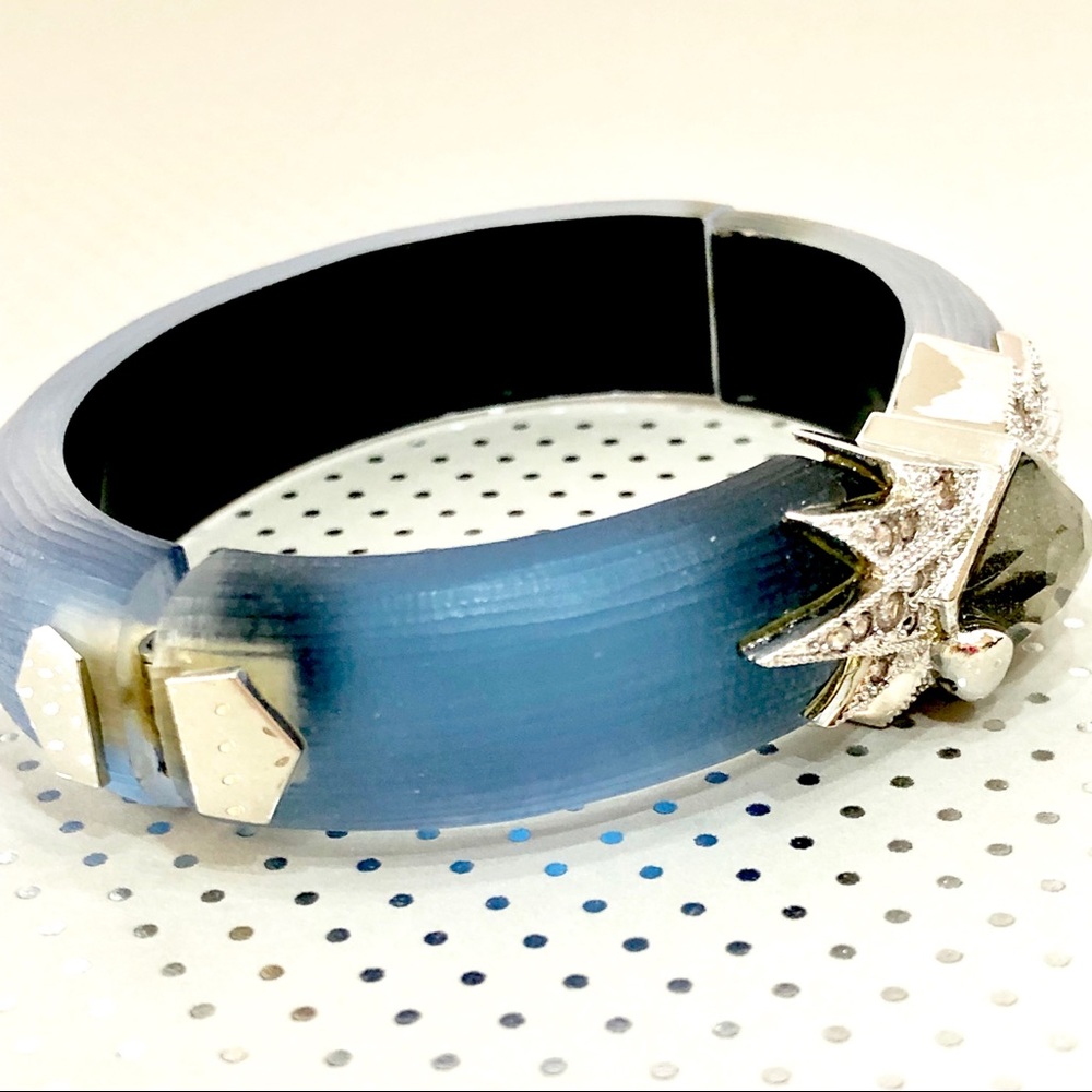Alexis Bittar Blue Lucite Silver Star Bracelet - Picture 5 of 6